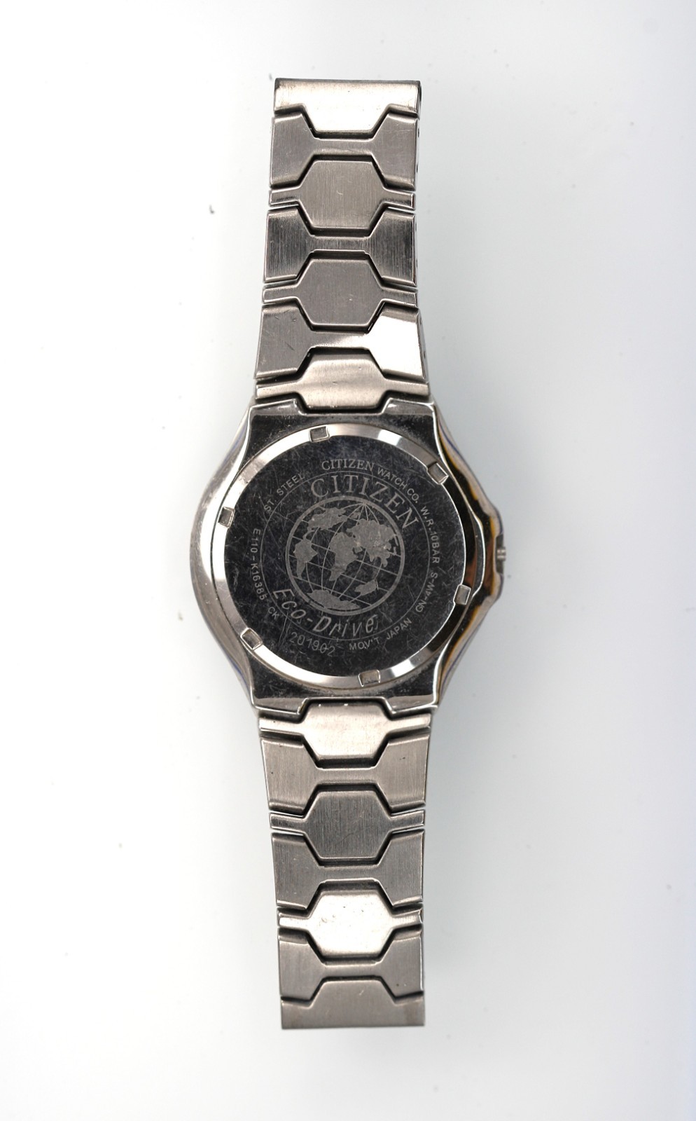 Citizen Eco Drive Men Watch Solar Stainless Silver Date Blue NON-WORKING C-37