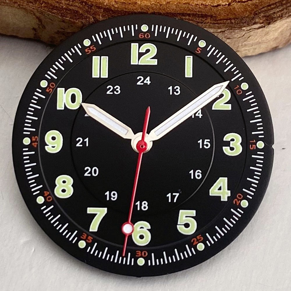 29mm Black Retro Pilot Lume Watch Dial Face Fit NH35 ETA2824 Miyota8215 Movement