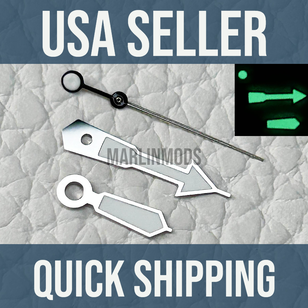 Silver “CLASSIC SKX” Mod Hands Fits NH35,NH36,7s26,7s36 SKX007. Green luminous