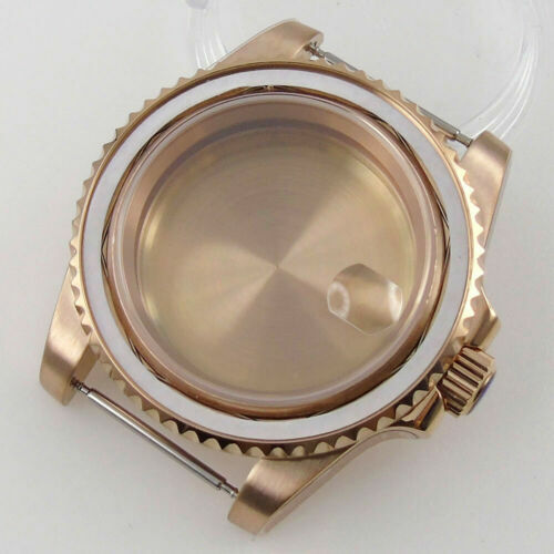 38mm Rose Golden Plated Watch Case Sapphire Glass For NH35 NH36 SKX SRP 4R35