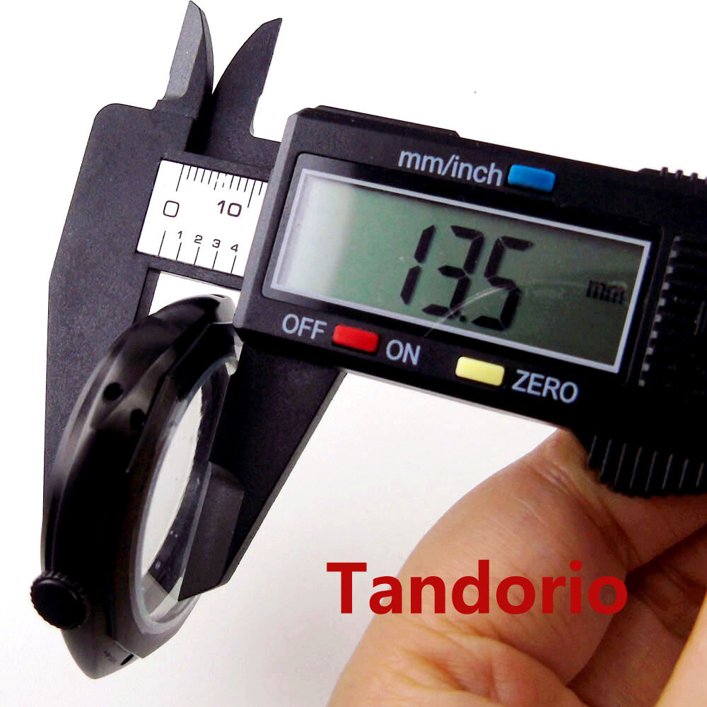 47mm Black PVD Watch Case Glass Back Fit ETA 6497 6498 Hand Winding Movement
