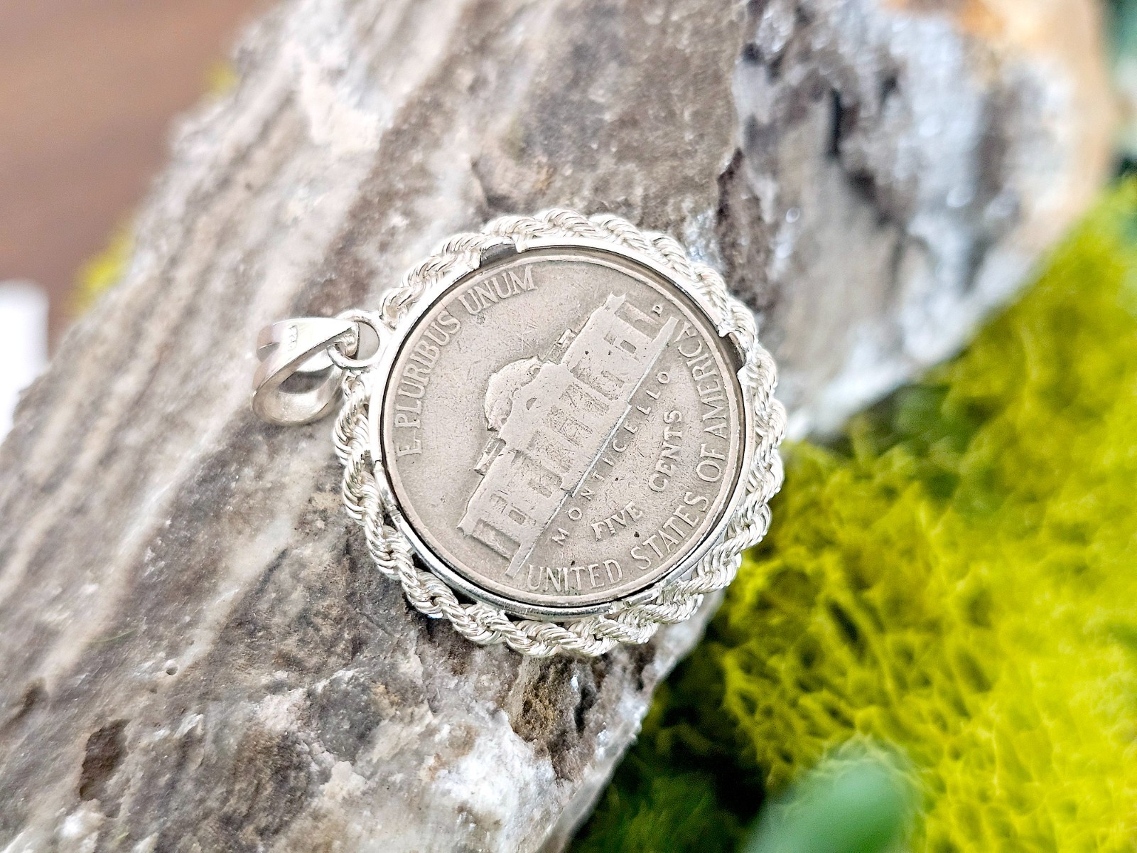 925 Sterling Silver Rope Edge Bezel for 22mm Nickel 5 Cent Coins