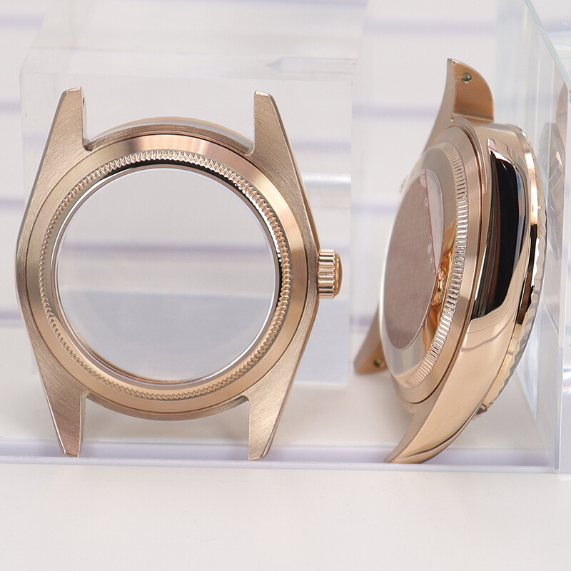 36mm/40mm Rose Gold Log Watch Case Sapphire Glass For Seiko Nh35 Nh36/38Movement