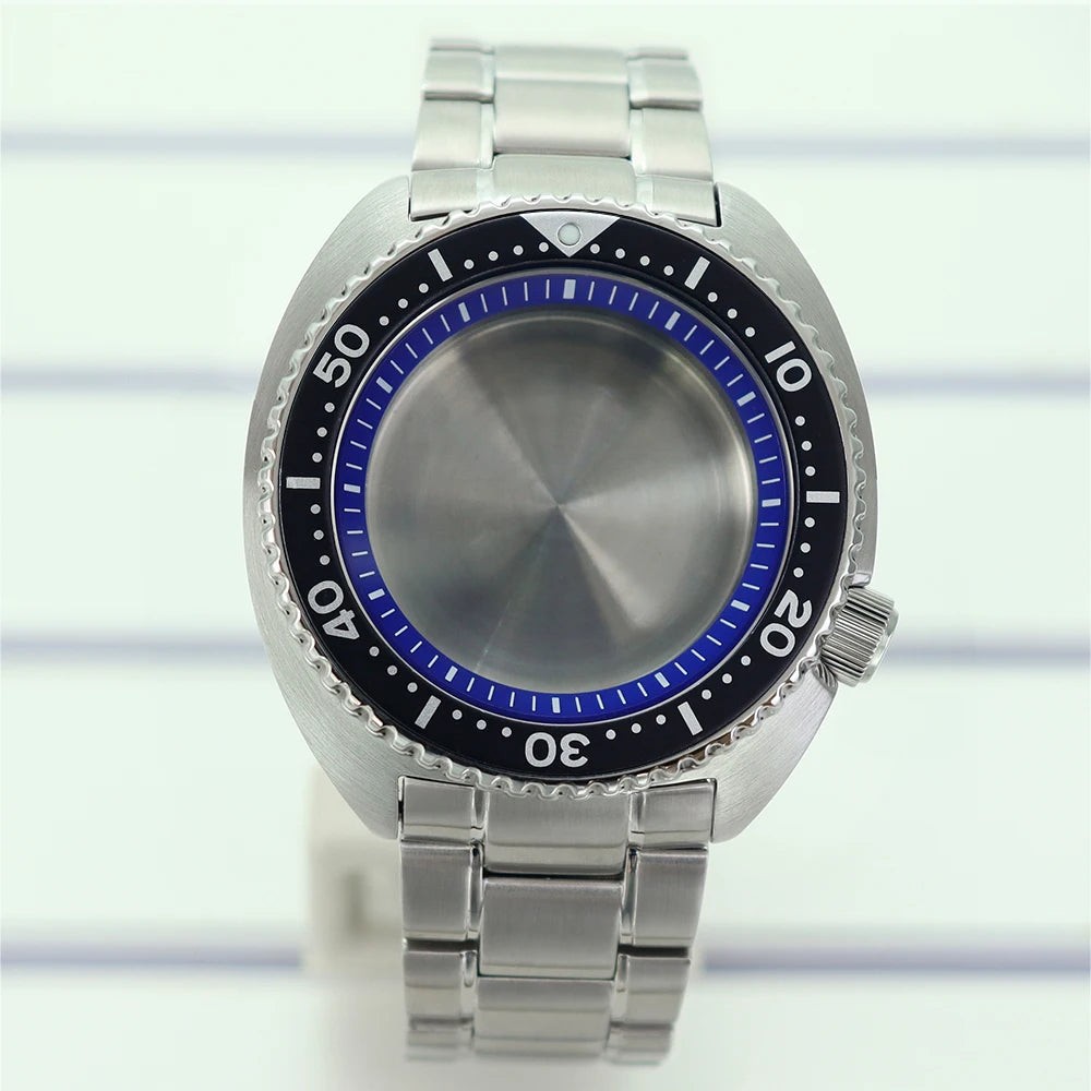 45mm Steel Watch Case Sapphire Glass For Mod skx big Abalone NH35 NH36 NH38