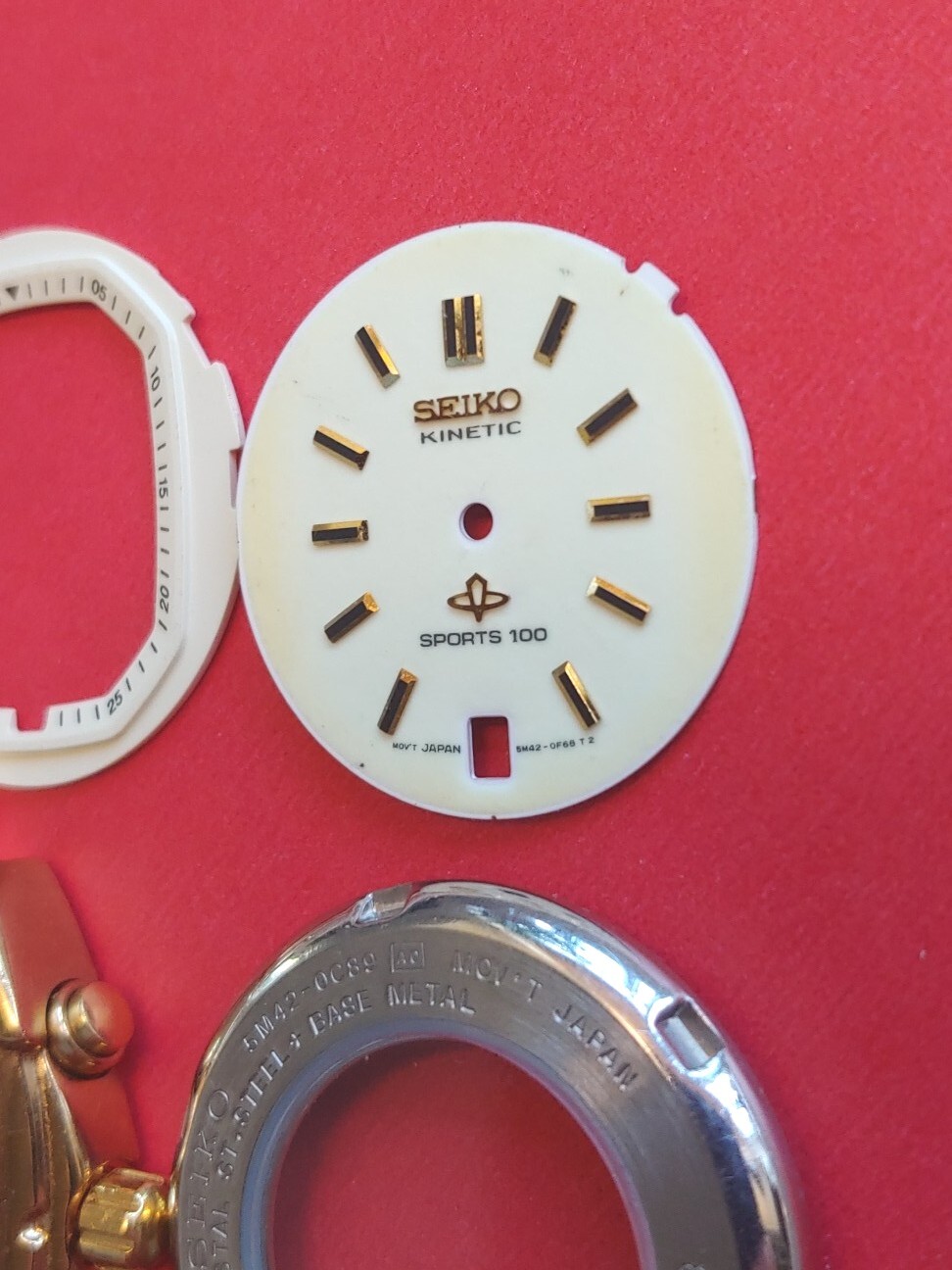Rare Seiko Kinetic 5M42 0F68 T 2 Dial, 0C89 Case. Dial, Case,Crown, Caseback.