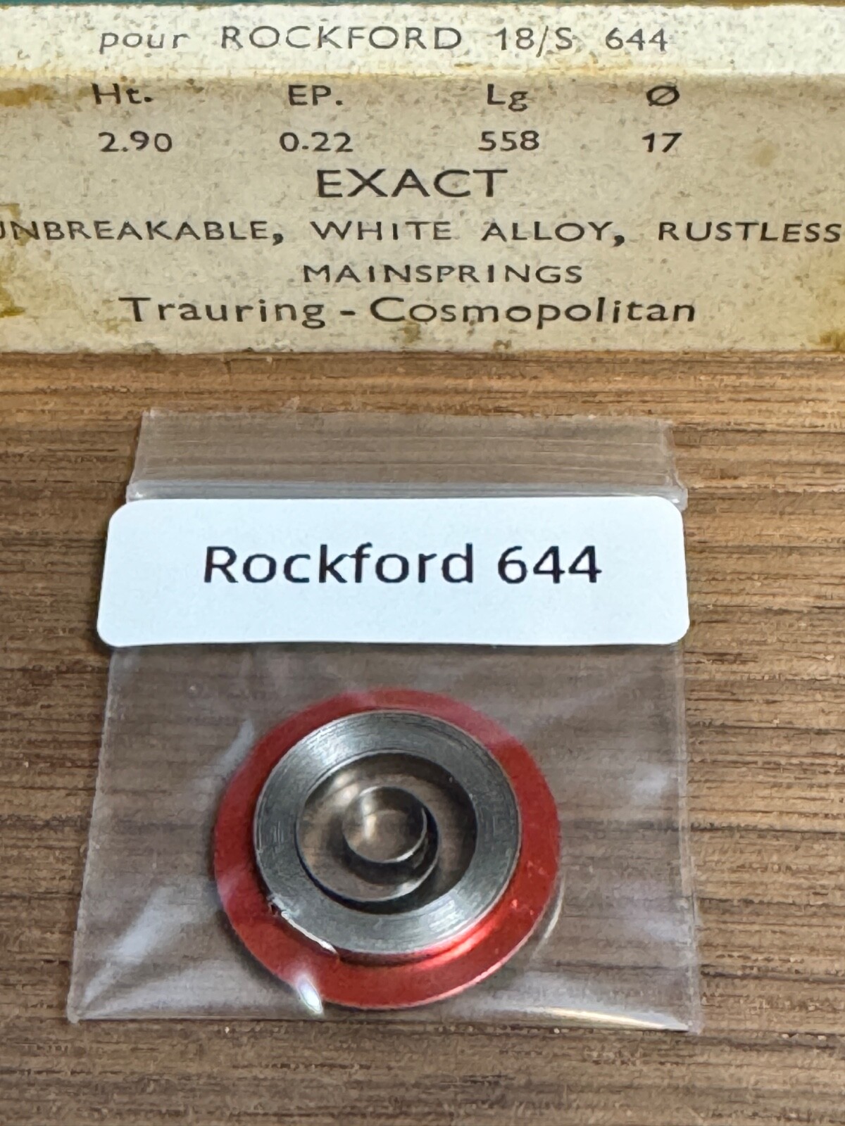 Rockford 18s Mainspring 644 pocket watch (EXACT) Alloy- NOS watchmaker part