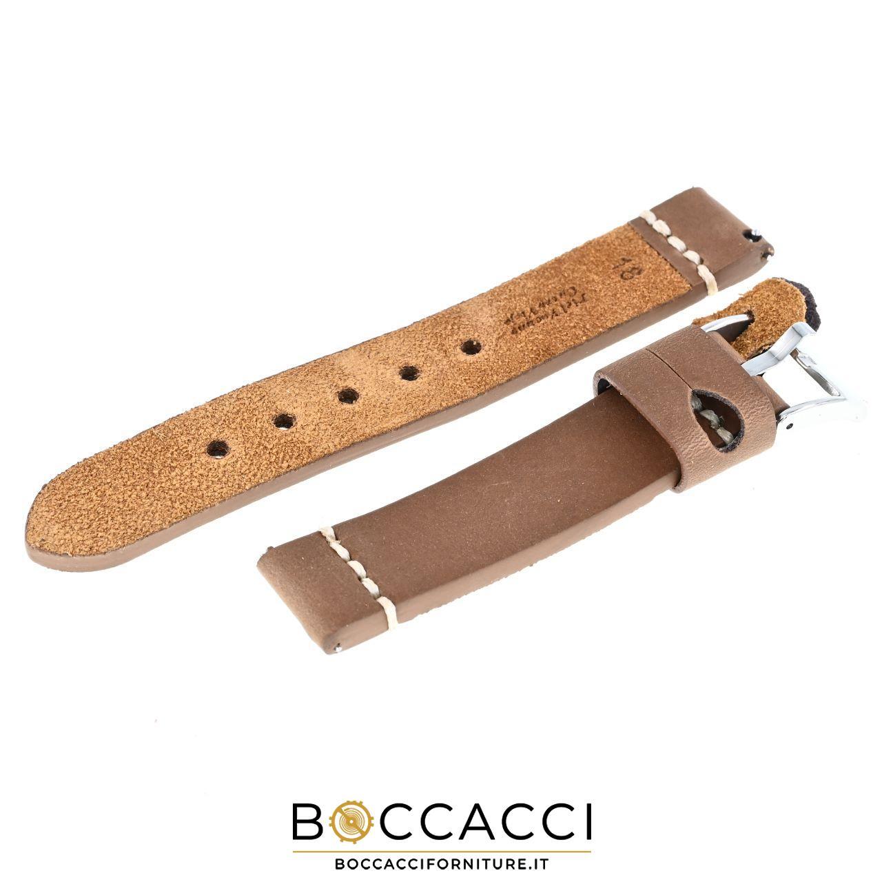 DILOY Easy Fit/Remove Strap 18mm Light Brown Sliced Leather Sewn…