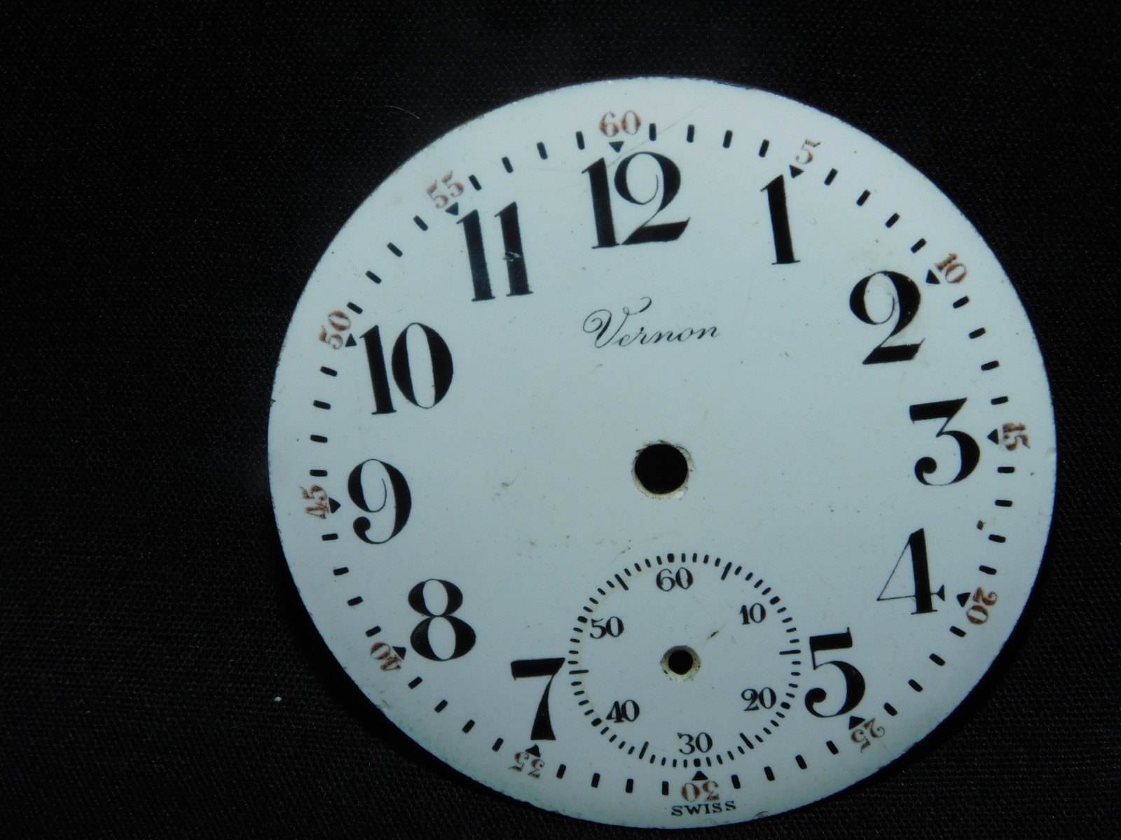 VINTAGE VERNON POCKET WATCH ENAMEL DAIL ONLY -WHITE- FREE SHIPPING..