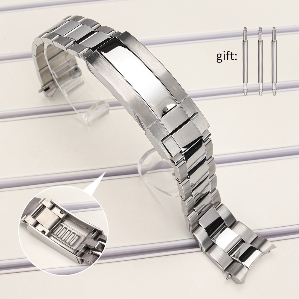 FEIYASHI STEEL 20mm Oyster Bracelet Sliding Lock Buckle Watch Repair Replacement