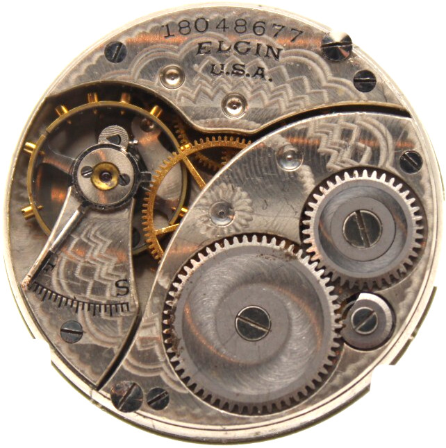 1915 ELGIN POCKET WATCH MOVEMENT 18048677 GRADE 320 0s 7j (EN)