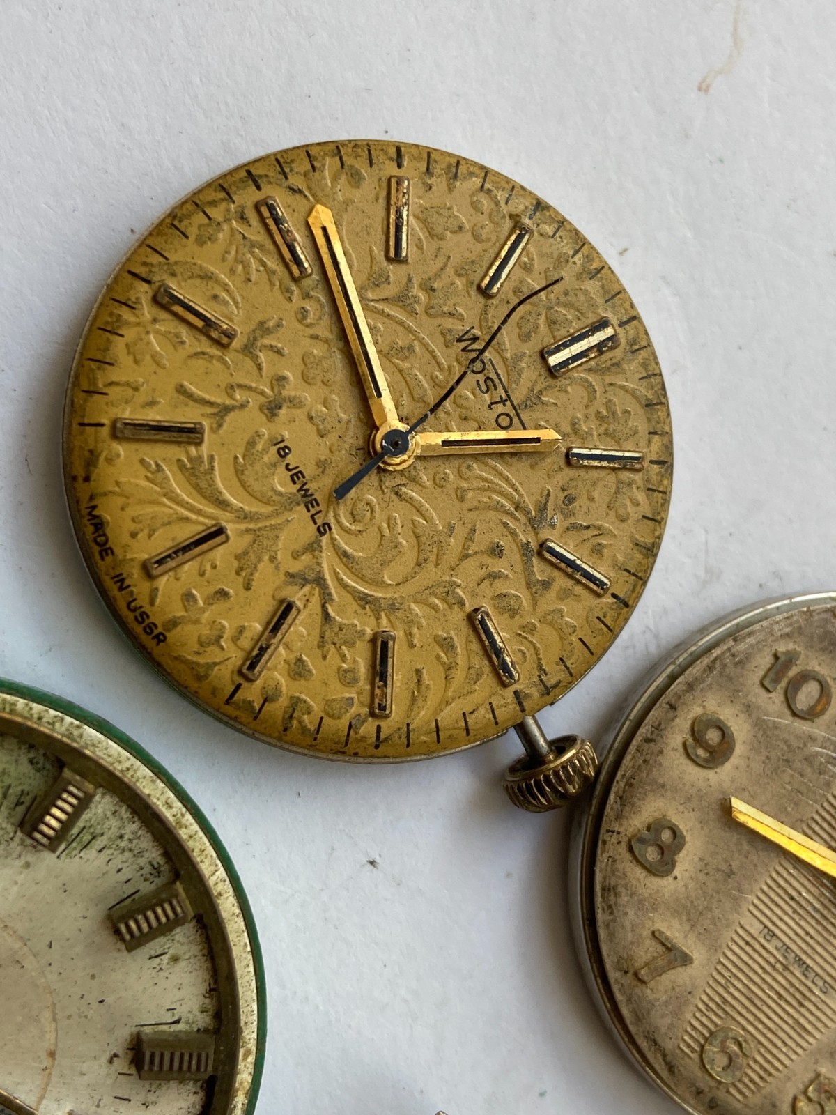 VINTAGE MEN WRIST WATCH PARTS NOT WORKING LOT WOSTOK CORNAVIN SLAVA