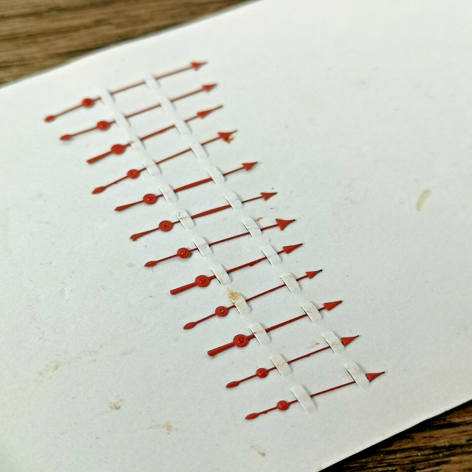Watch Hands Parts Card of Red Sweep Seconds Hands Mixed Lengths (CZ7)
