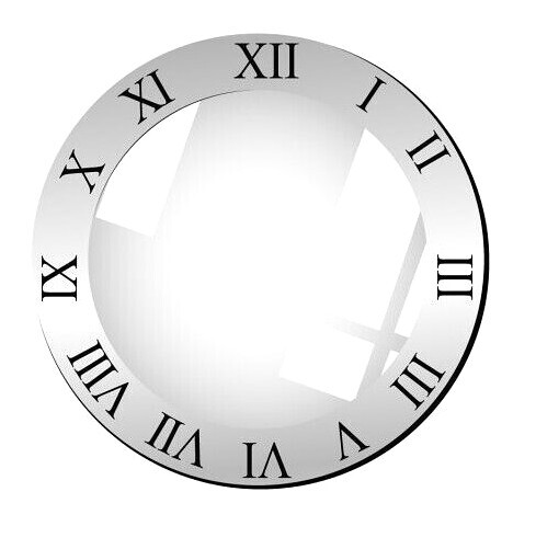 WATCH CRYSTAL FLAT SILVER BORDER WITH BLACK ROMAN NUMBERs OF SIZE 180MMto 330MM