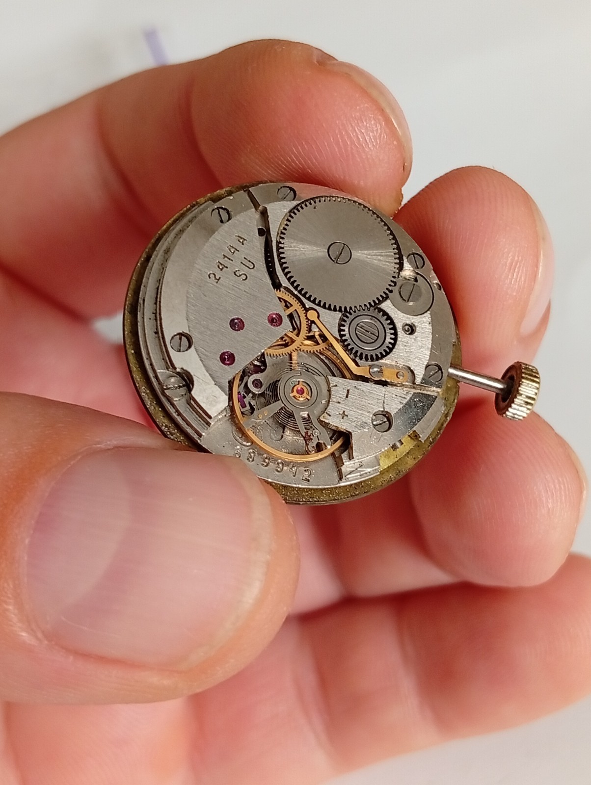 Vintage Soviet Vostok 2414A Watch Movement with Dial & Hands – USSR