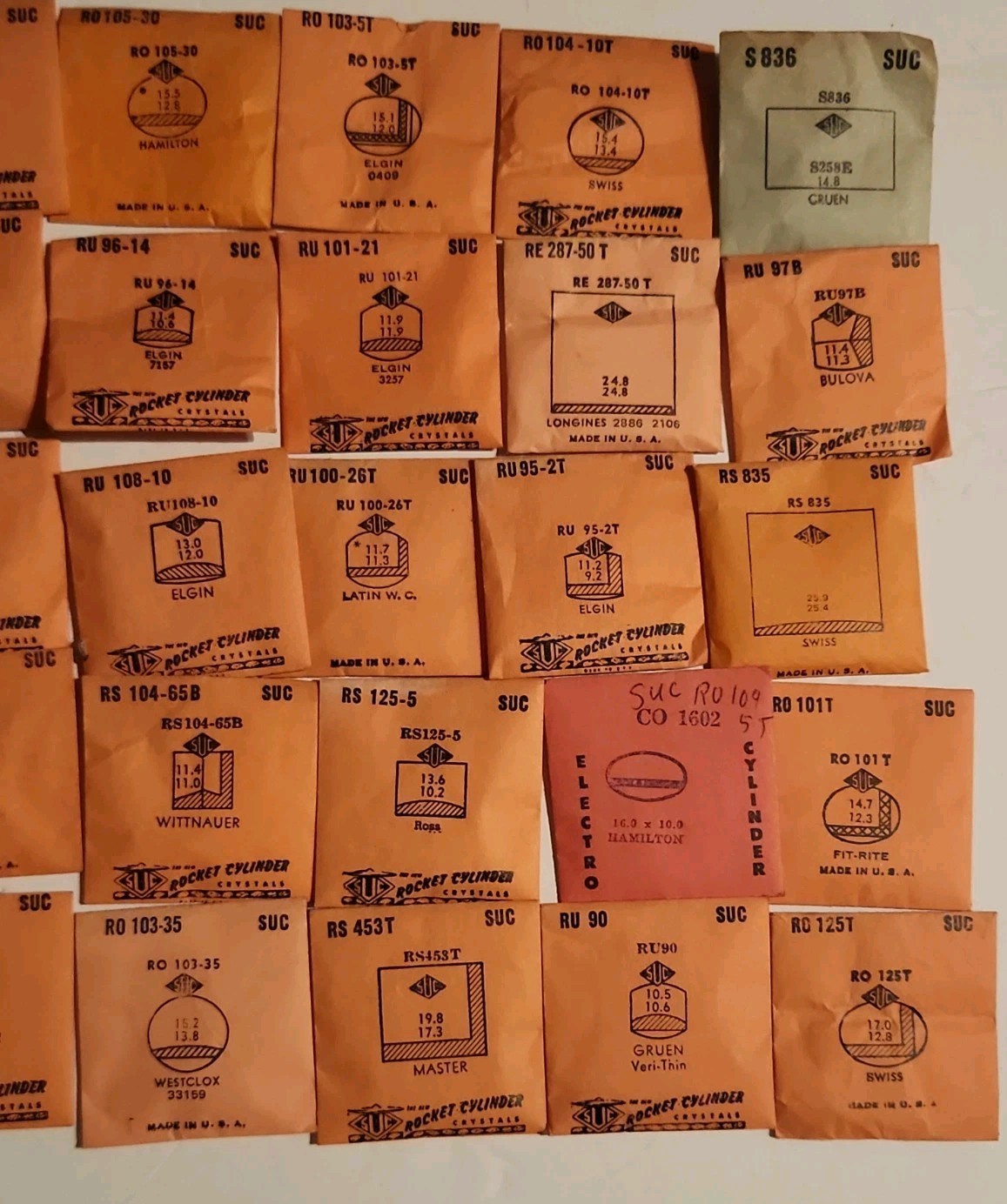 Vintage NOS Lot of 50 SUC Rocket Cylinder Watch Crystals Men’s Mixed Sizes Lot 2