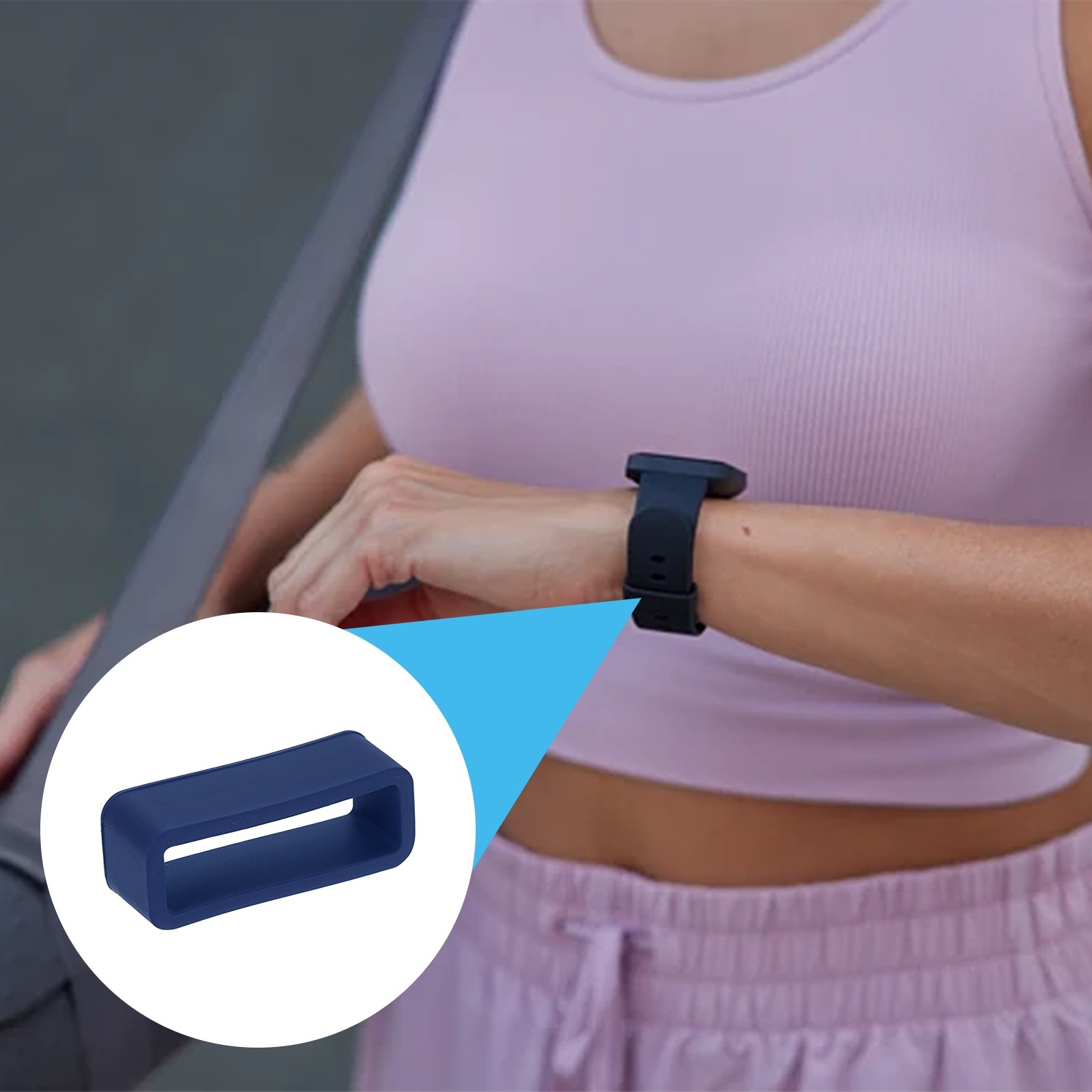 6pcs Watch Band Loop 20mm Silicone Watch Strap Retainer Loop Deep Blue