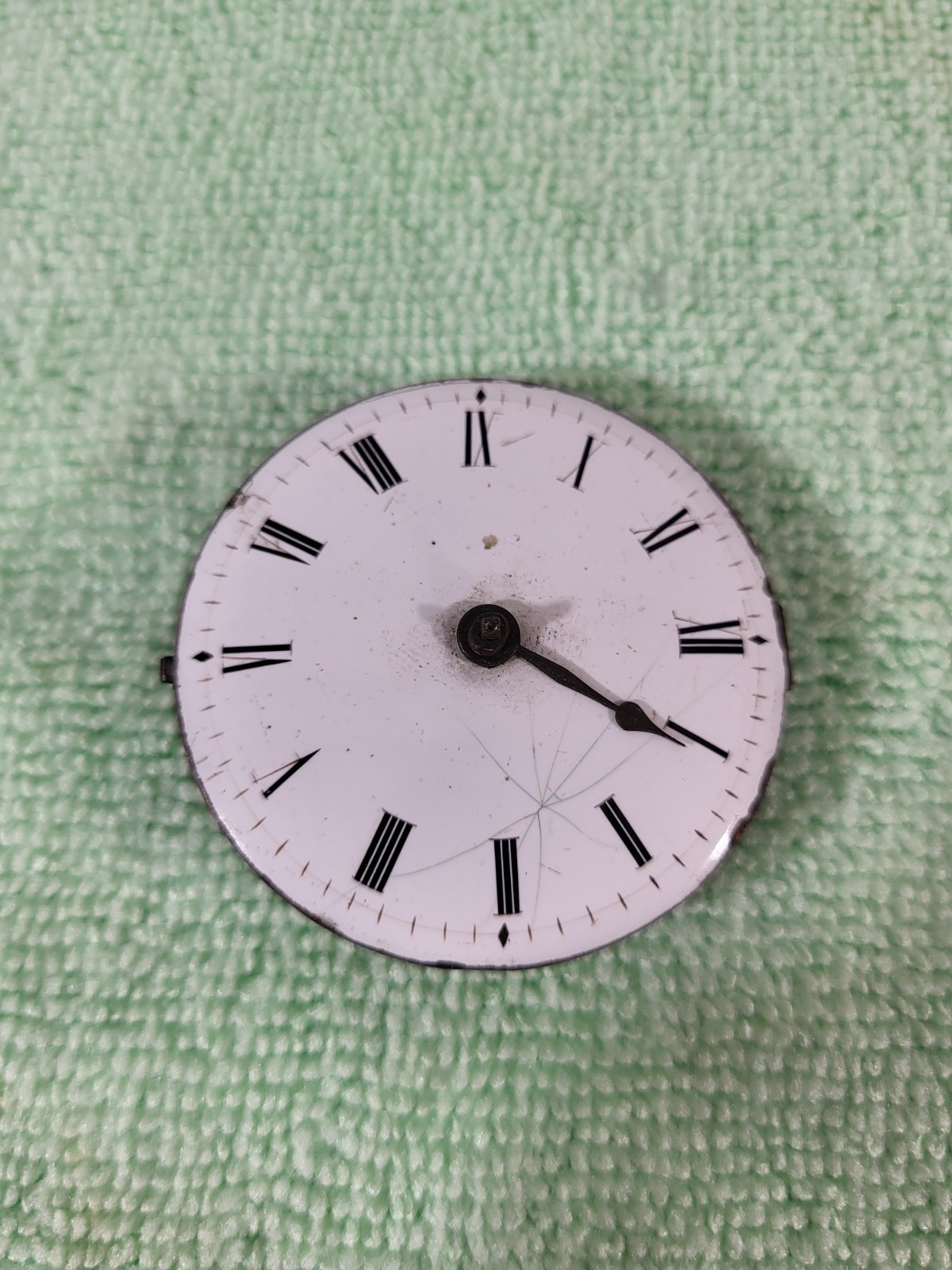Antique 18thC Verge Fusee Pocket Watch Movement Porcelain Roman Dial