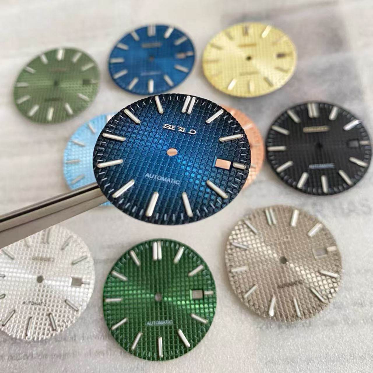 31.8mm Farmhouse oak Watch Dial Green Luminous For NH35 NH36 Movement accessorie