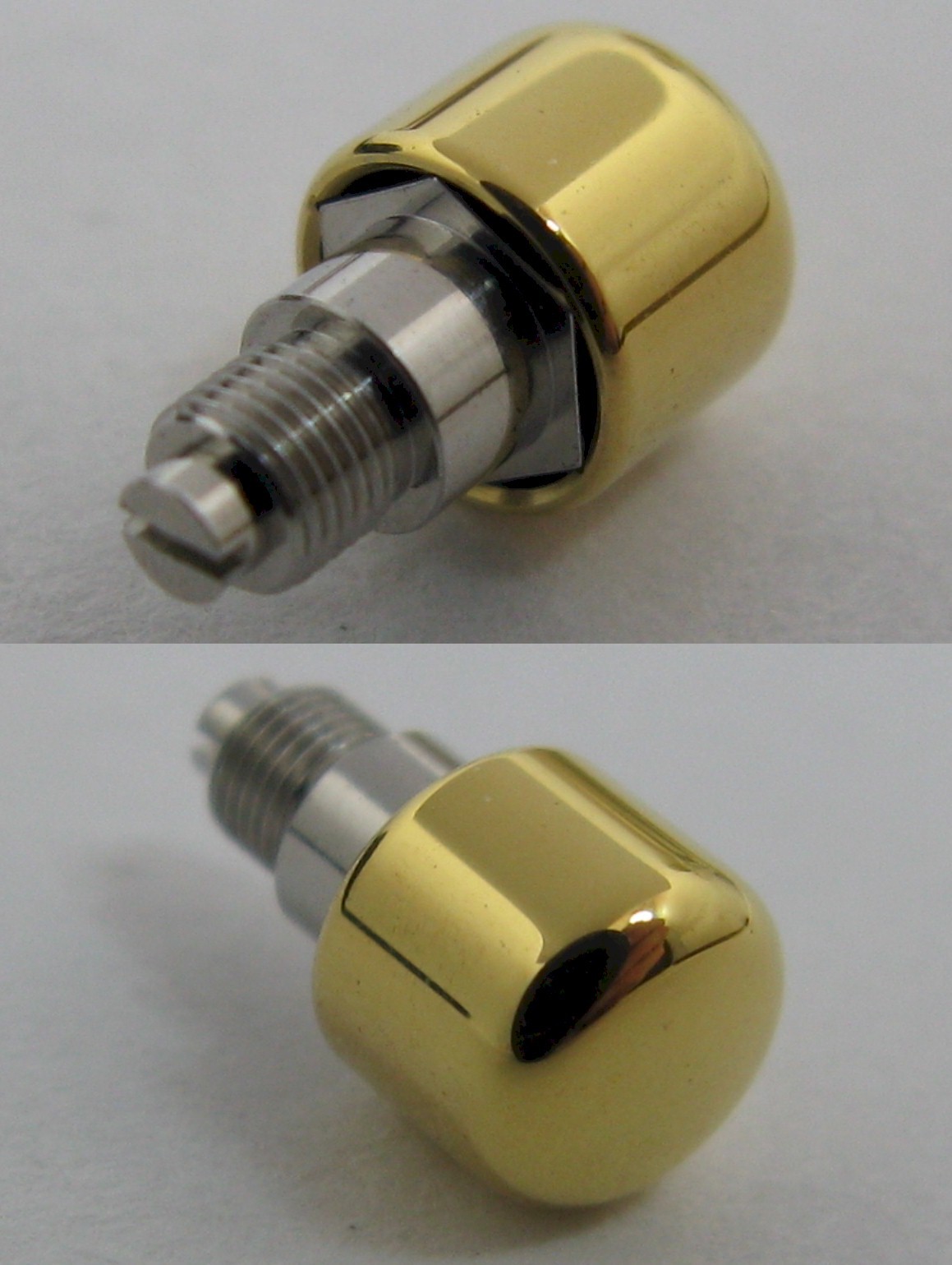 chronograph pusher in gold plated diameter 3.9 mm fit case hole close 1.8 mm