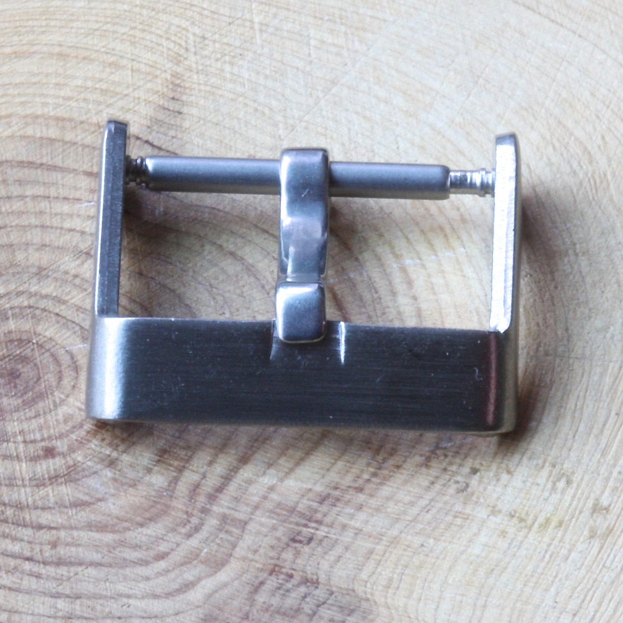 Brushed sleek shape steel vintage watch buckle 18mm inner opening size NOS 1960s