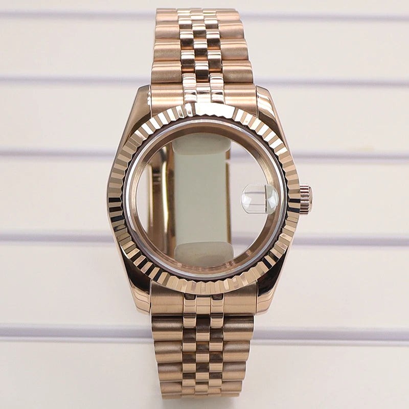 Fluted 36/39mm Watch Case Sapphire Crystal For NH35 NH36 NH38 Miyota 8215