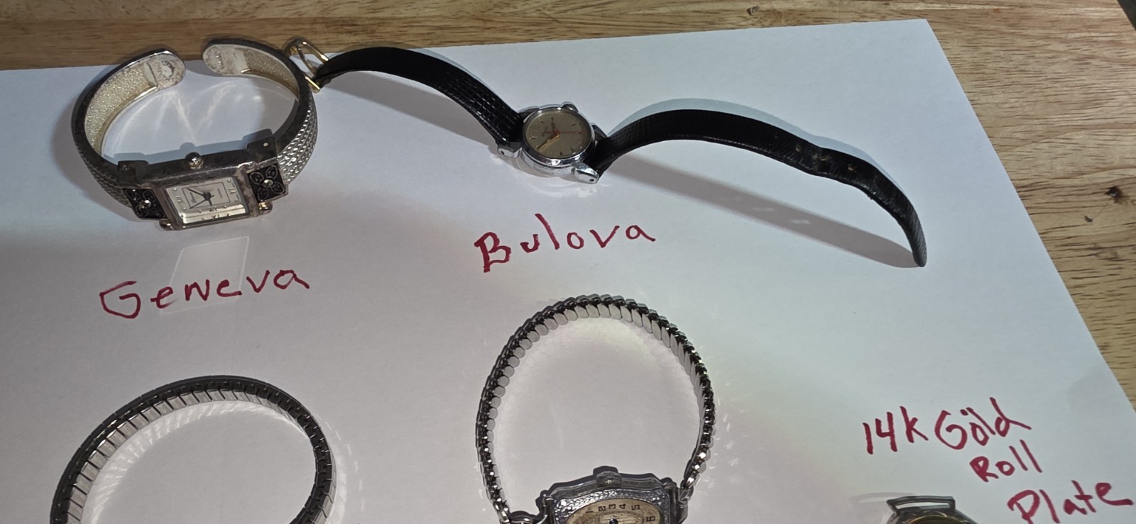 Fontain Wristwatch 14k Gold Rolled Plate Parts & 3 Bulova & 1 Geneva All Parts