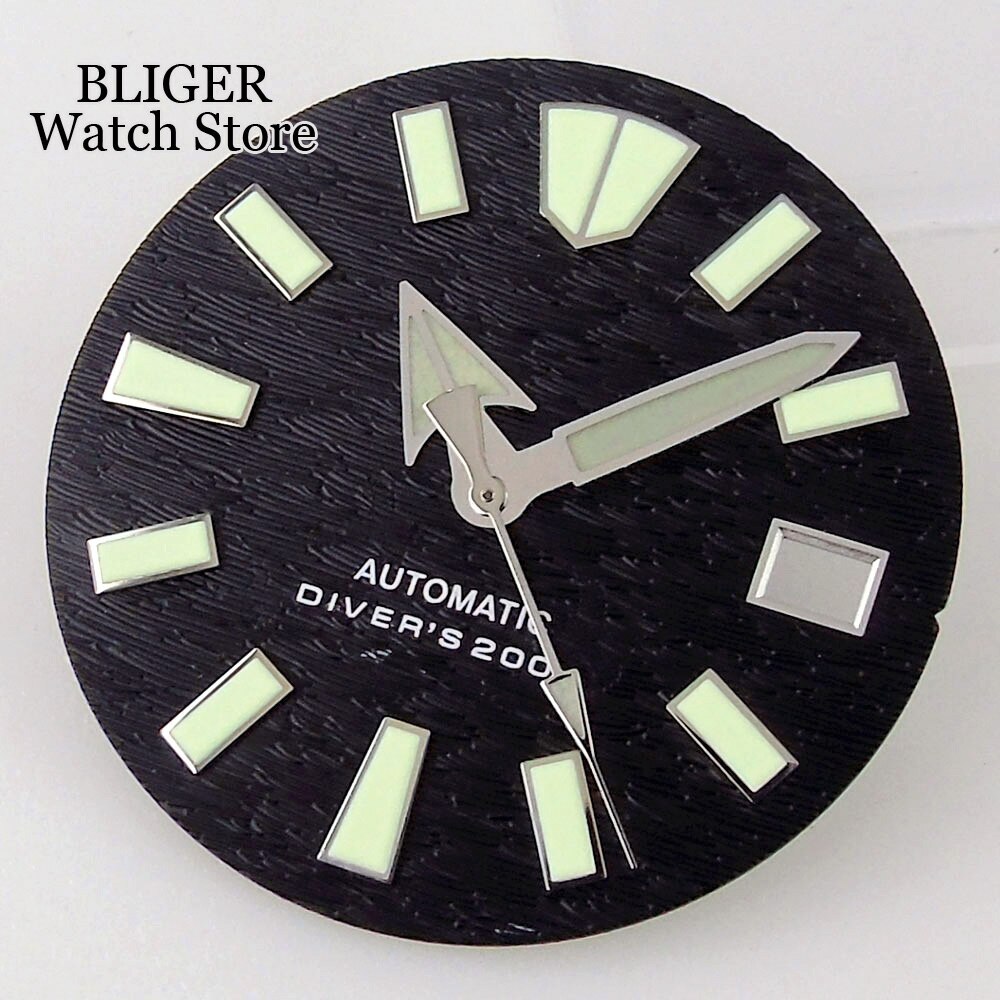 29MM Green White Blue Watch Dial Luminous Date Window Fit NH35 NH36 NH36A Parts