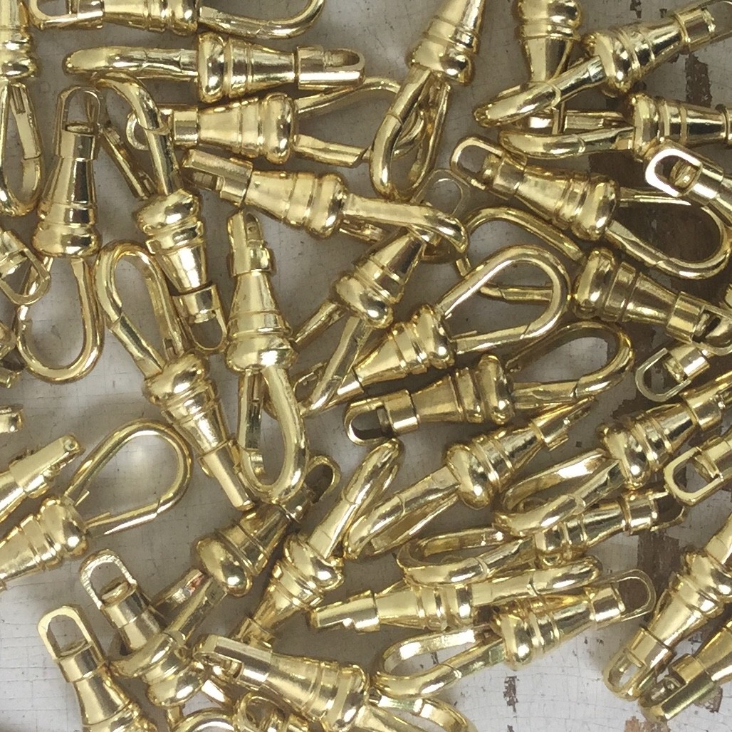 10 Pc Lot Swivel Clip Pocket Watch Chain Repair Gold Tone Lanyard Clasp 1″