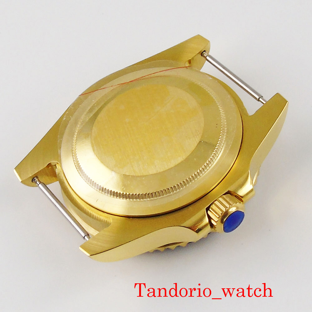 40mm golden plated men watch case fit NH35 MIYOTA 8215 movement sapphire crystal