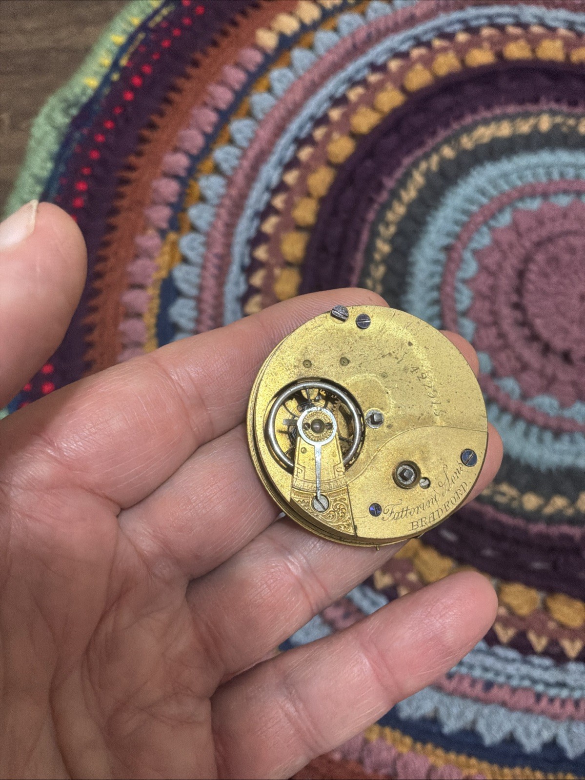 Antique Fattorini & Sons Bradford 44mm Pocket Watch Movement For Parts/Repair
