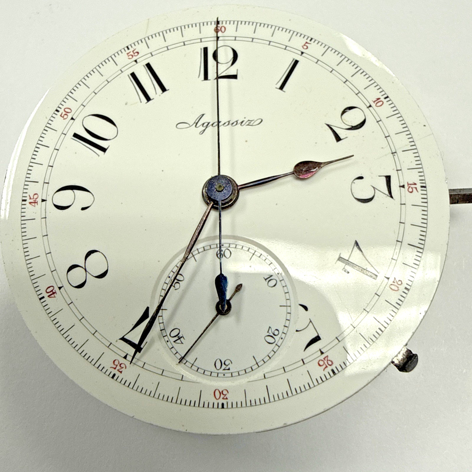 Agassiz Antique 43mm Chronograph Hunter Pocket Watch Movement Swiss Made