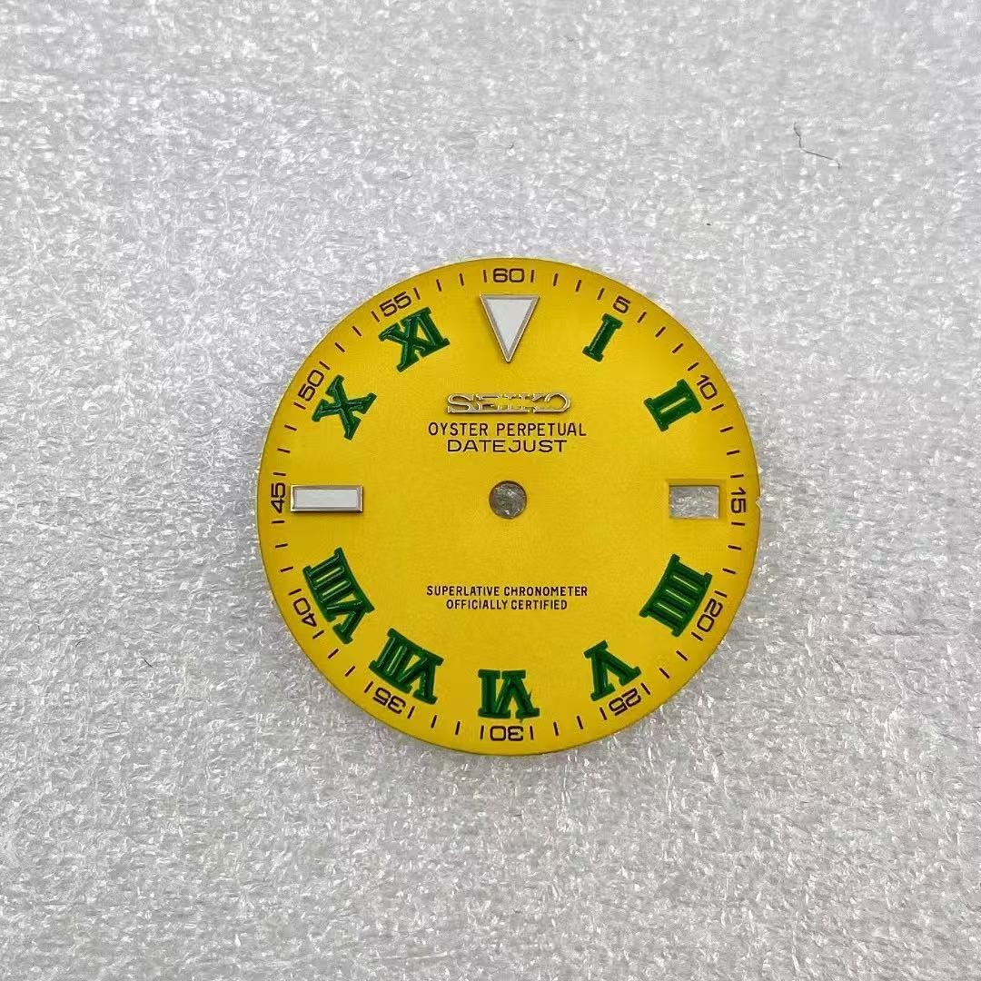 28.5mm Green Ice Blue Luminous Watch Dial For NH35/NH36 Movement