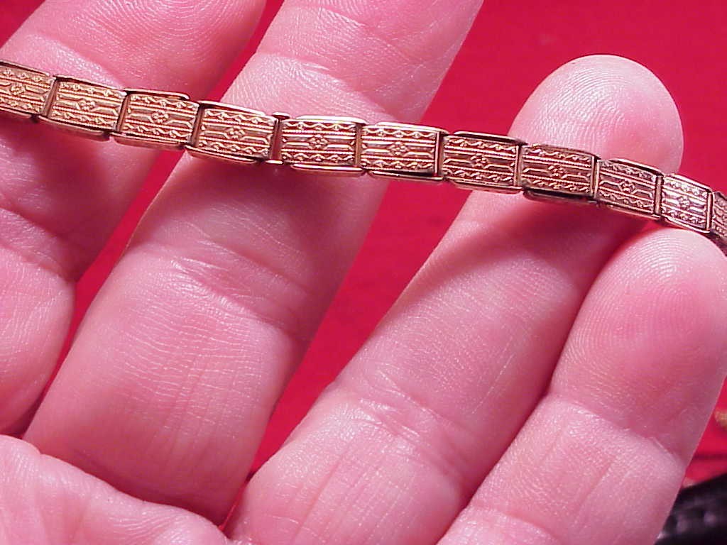 VINTAGE LIGHT ROSE GOLD LADIES WRISTWATCH BAND EARLY 1920 8MM 4 3/4″ STRETCHES