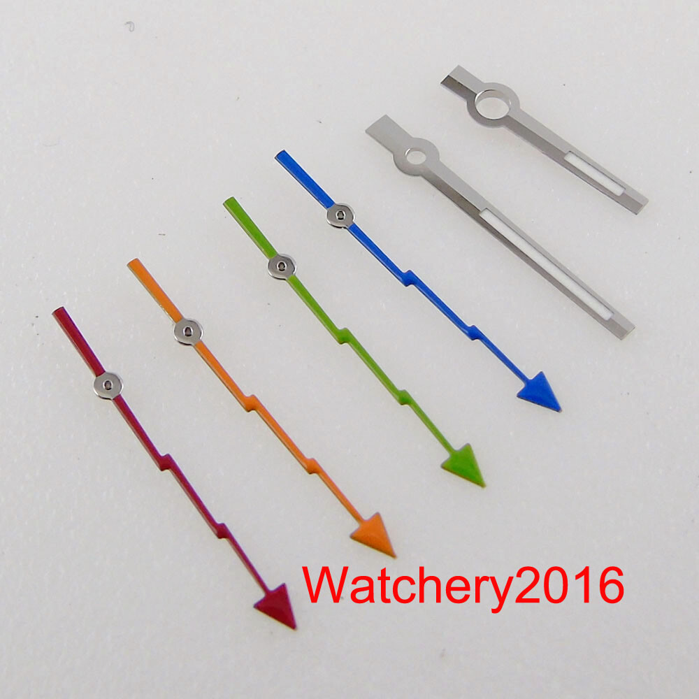 Red Blue Orange Hand silver edge white watch Hand fit NH35 NH36 7s26 ETA 2824