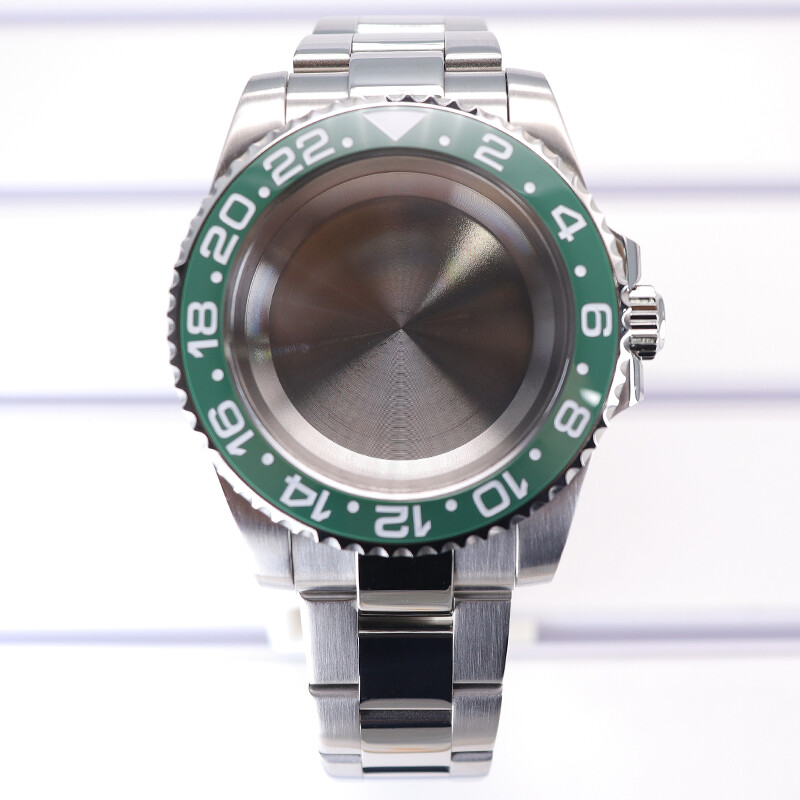 40mm Watch Case+Strap GMT Unidirectional Rotating Ceramic bezel For Seiko nh34