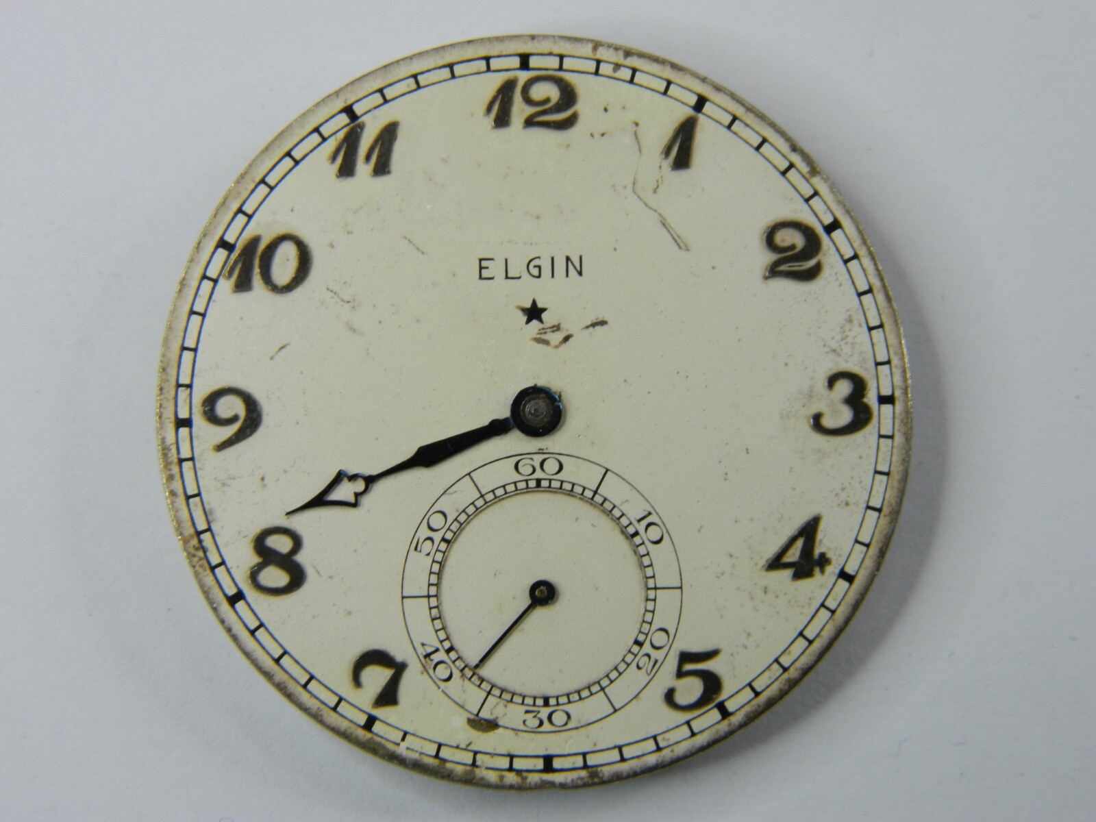 VINTAGE 1928 ELGIN GM WHEELER #4 17J 6AP 12S POCKET WATCH MOVEMENT DIAL – RUNS