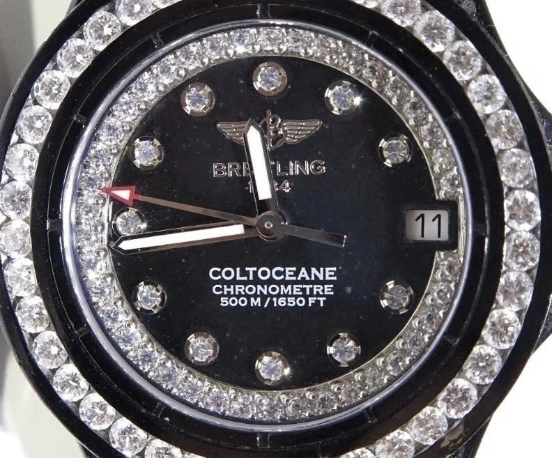 Rare BREITLING Ladies COLT OCEANE 33mm DIAMOND Black DIAL A77350 Coltoceane