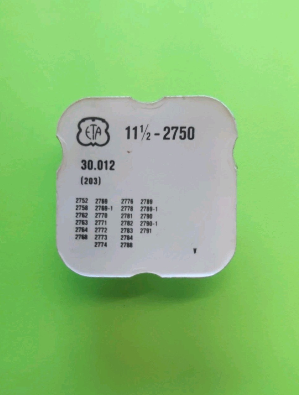 NOS Genuine Eta Cal. #2750, 11.5″‘ Center Wheel. Part #30.012, 203. Perfect.