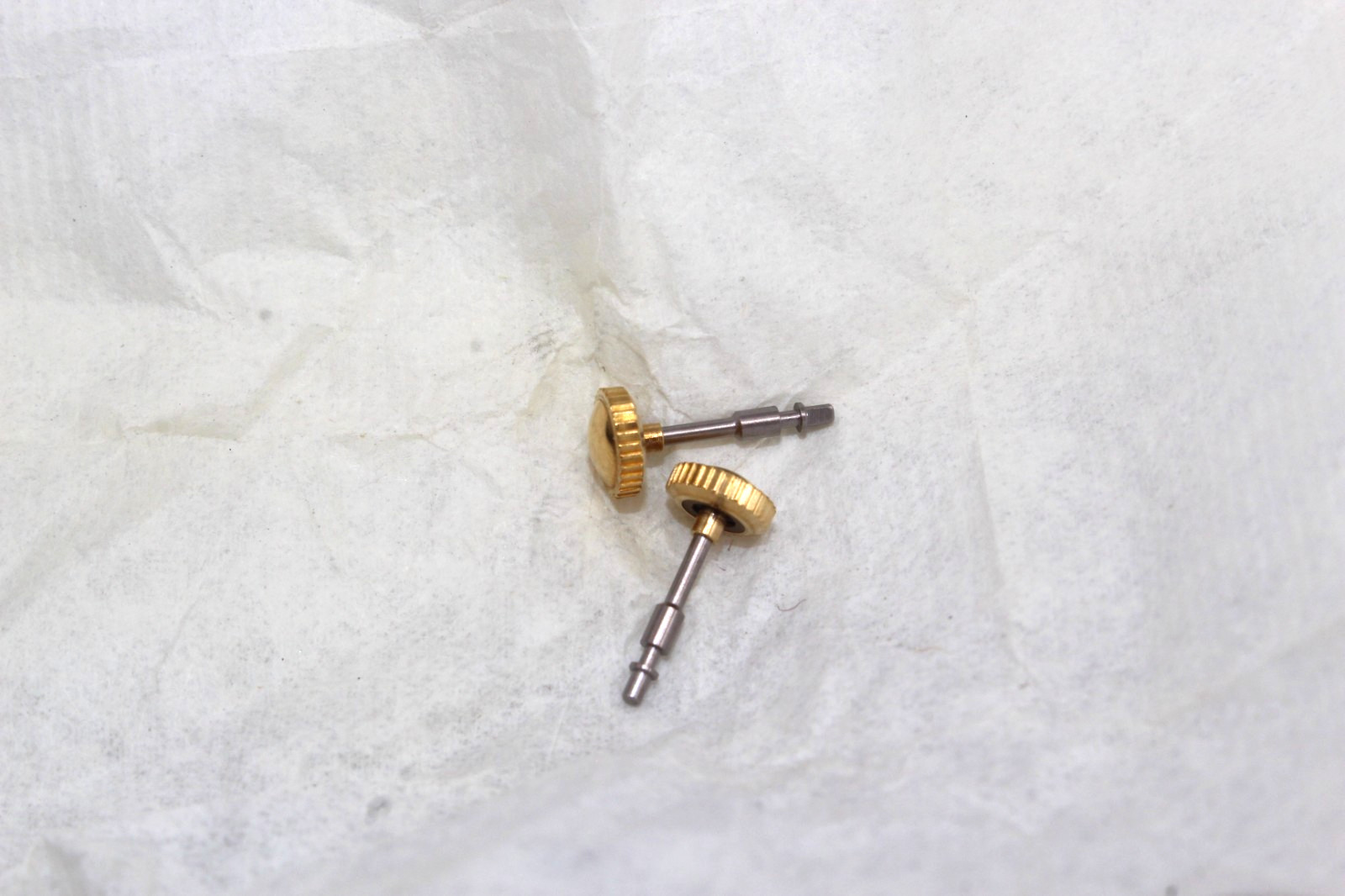 2 Genuine Timex J010 Gold Finish Crown and Stem