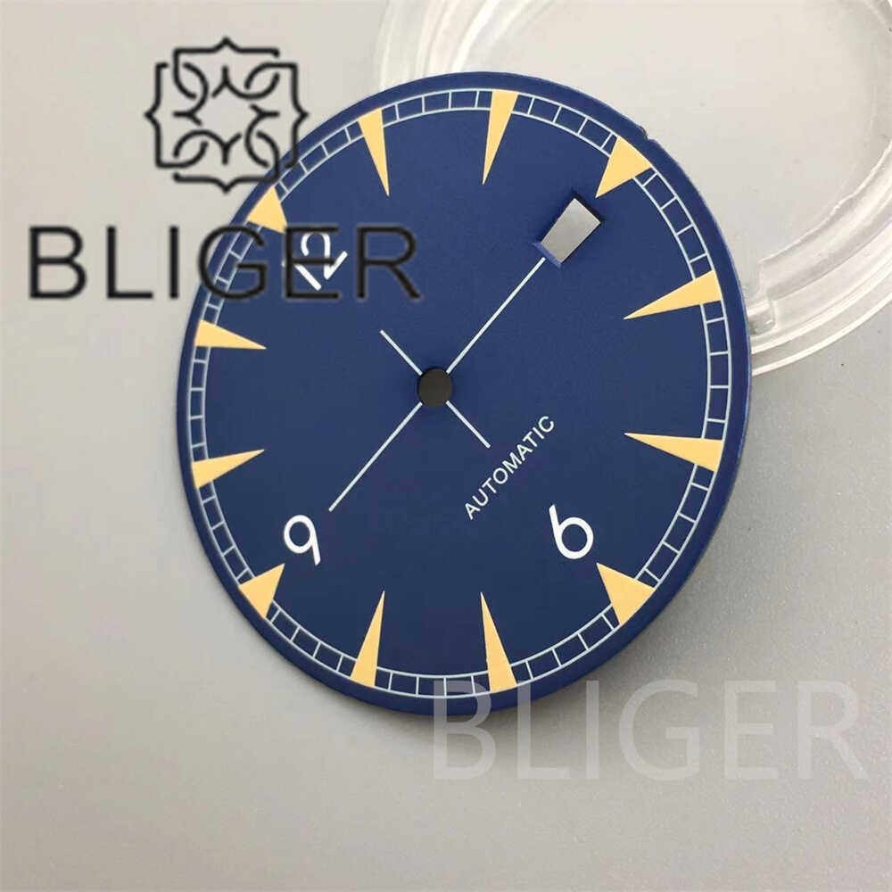 33mm Blue Black White Green Watch Dial Green Luminous for NH35 Movement Parts