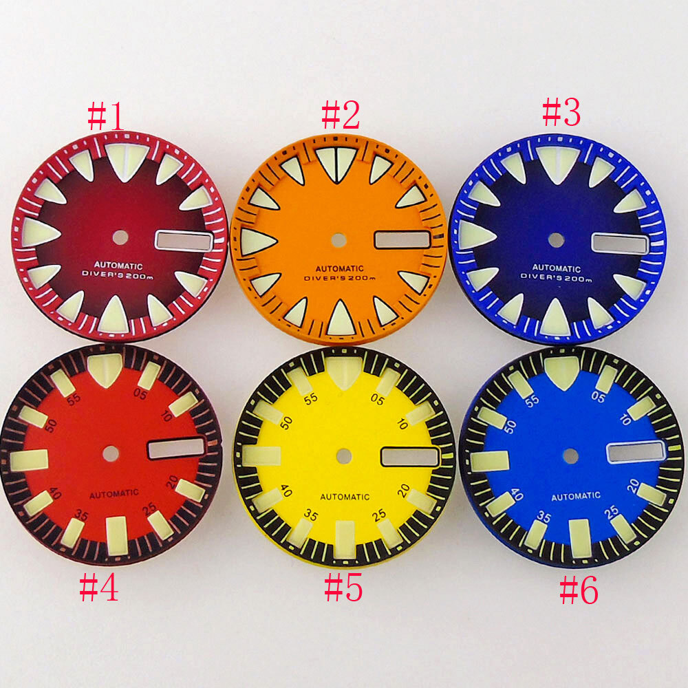 29mm Tandorio Blue Orange Red Yellow Dial Chapter ring Fit Japan NH36A movement