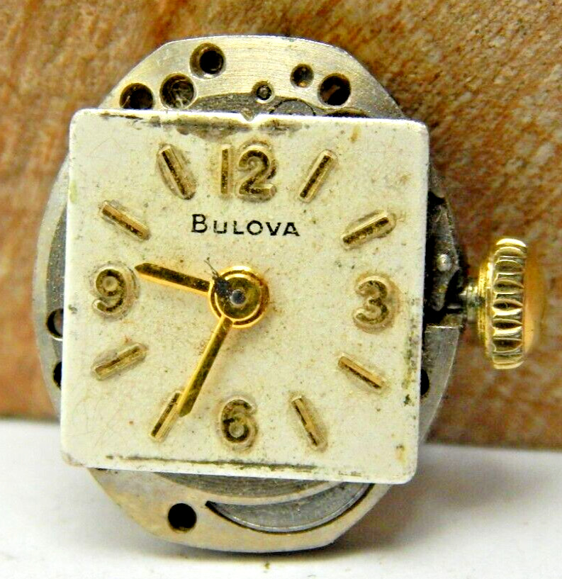 Vintage 1962 Bulova 5AD 21 jewel ladies wrist watch movement with dial & crown