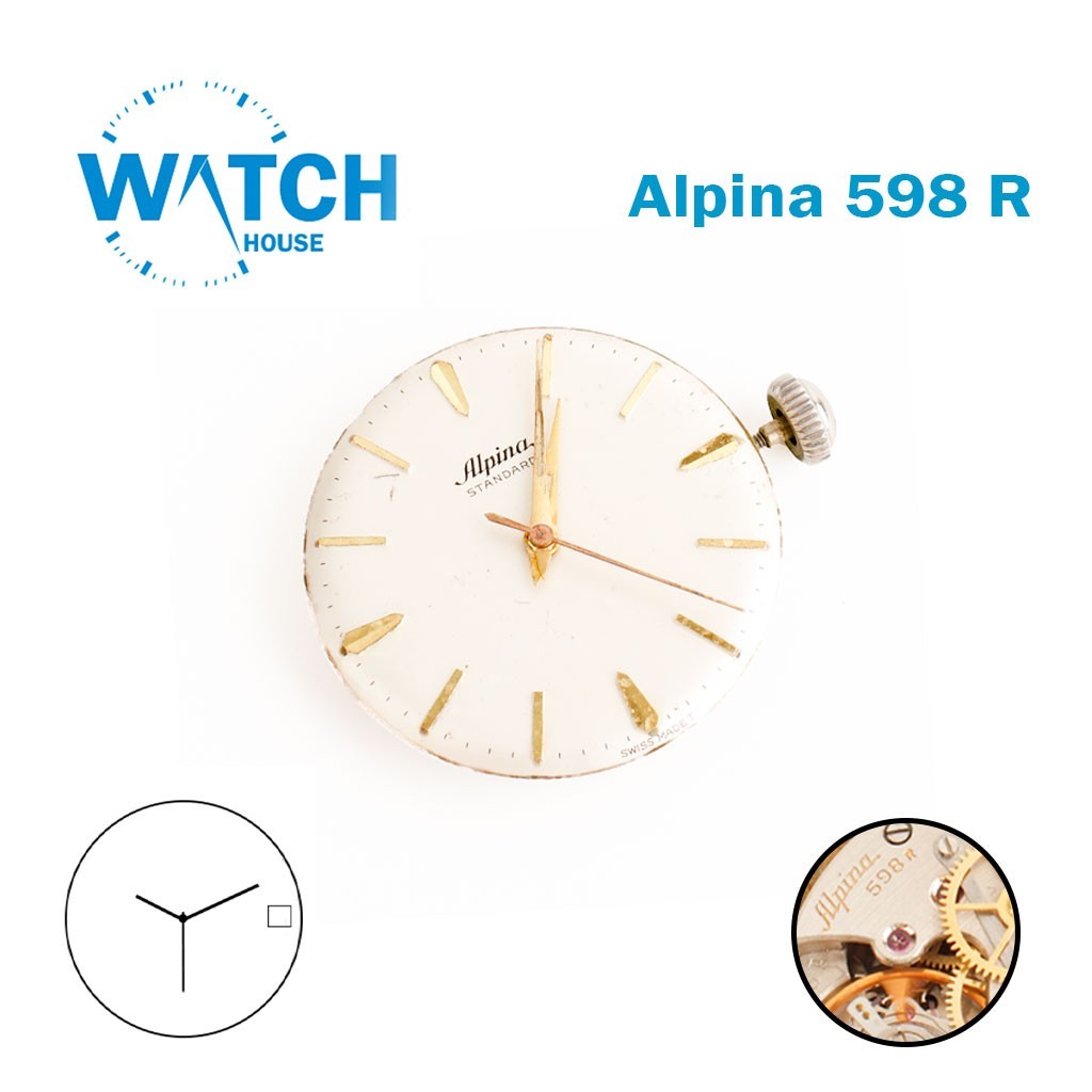 ALPINA 598 R Swiss Manual Movement-With Dial Alpina-Without Disk-3 Hands-Used