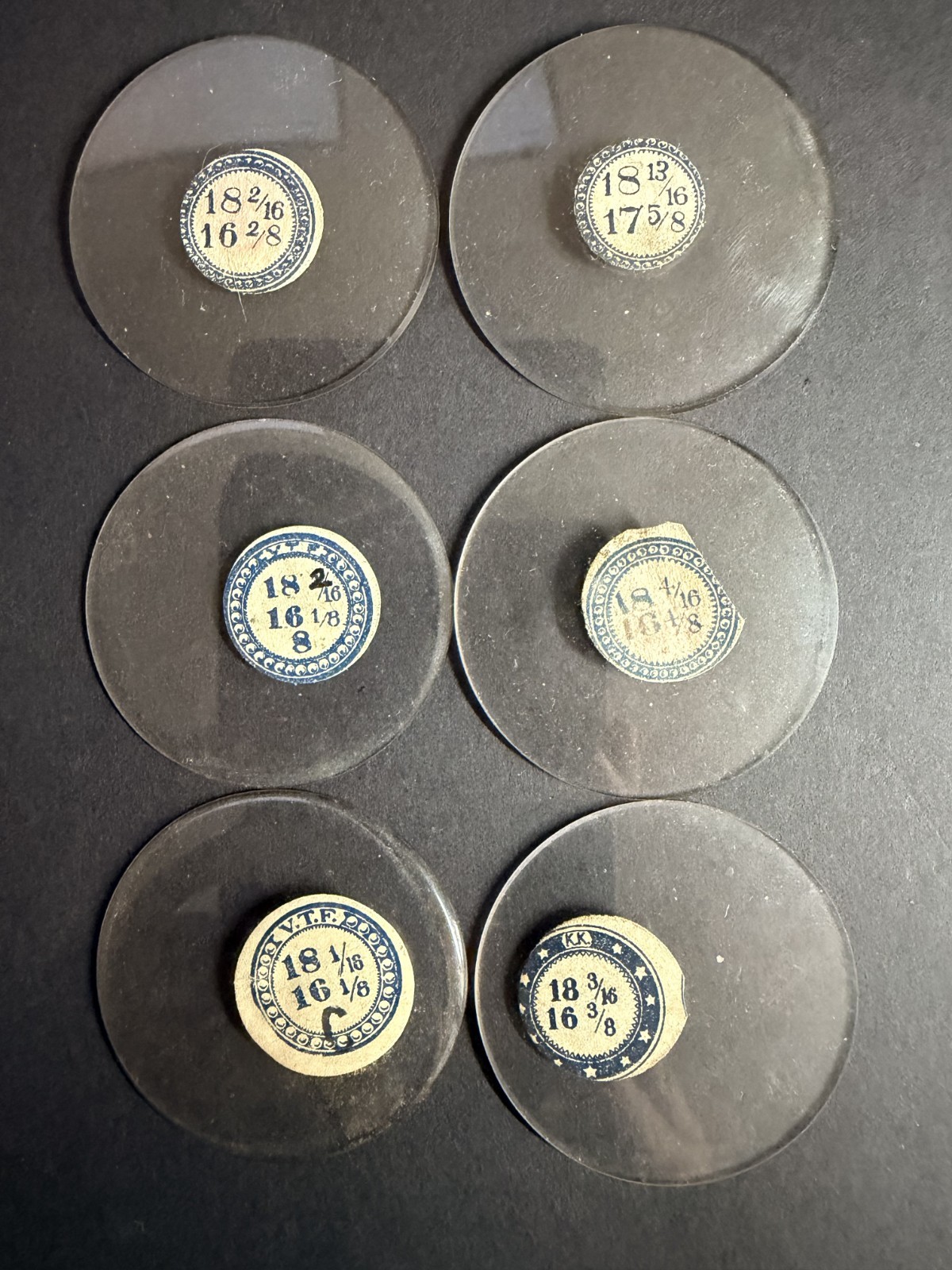 LOT OF 6 GLASS POCKET WATCH CRYSTALS SIZE 18 REPLACEMENT PARTS