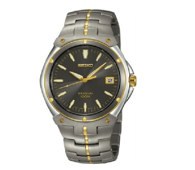 Seiko Titanium Mens Watch SGEB34 Gold Tone Clasp Replacement 19 mm