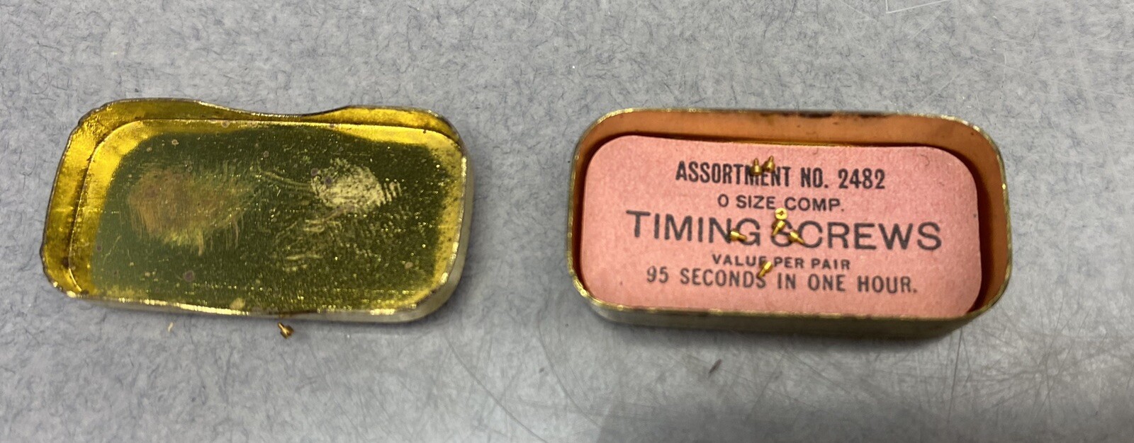 Antique Elgin Watch Timing Screw Tin 6 Inner Tins And A Few Screws Parts