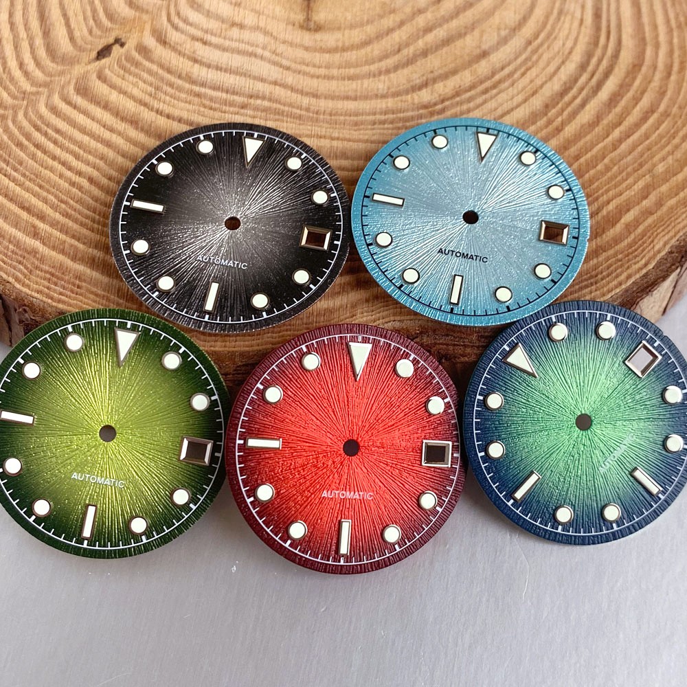 New 29mm Lume Sunburst Black Blue Green Red Watch Dial Hand Set Fit Miyota 8215