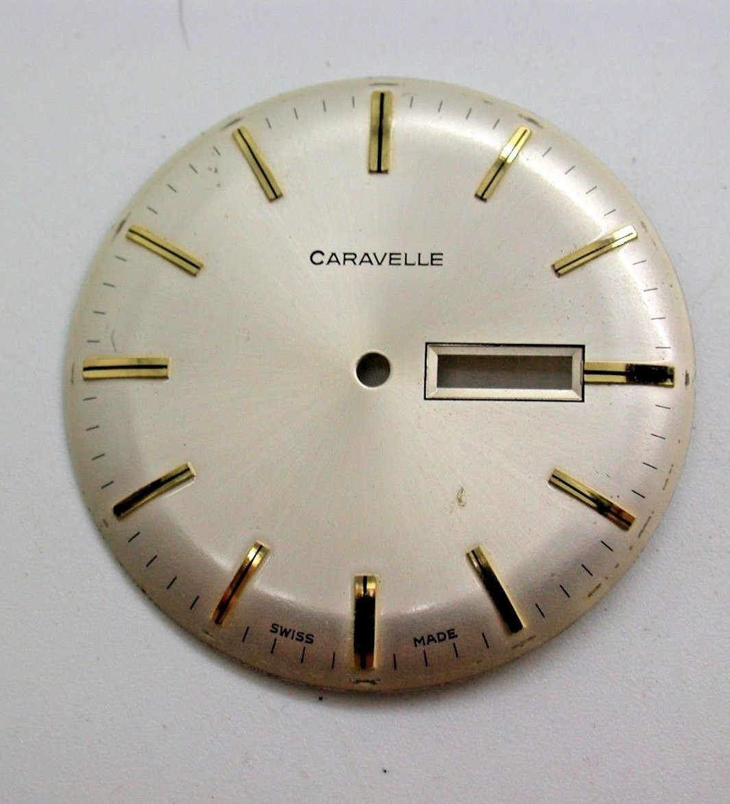 Large Vintage Caravelle Silver & Gold Dial Dual Day 27.40mm Watch Part – 12A22
