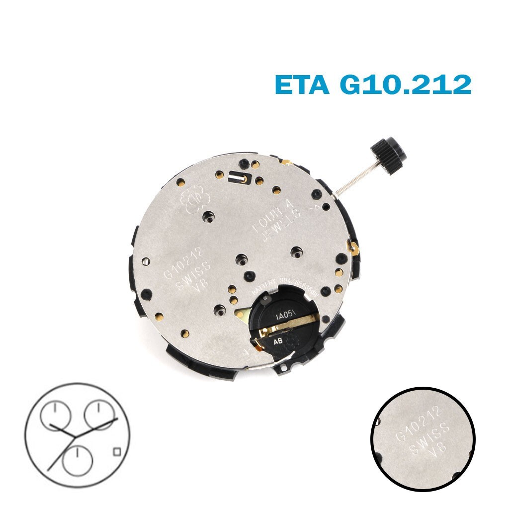 ETA G10.212 SWISS🇨🇭 Made Movement White Date Disk at 4 Horizontal, Chronograph
