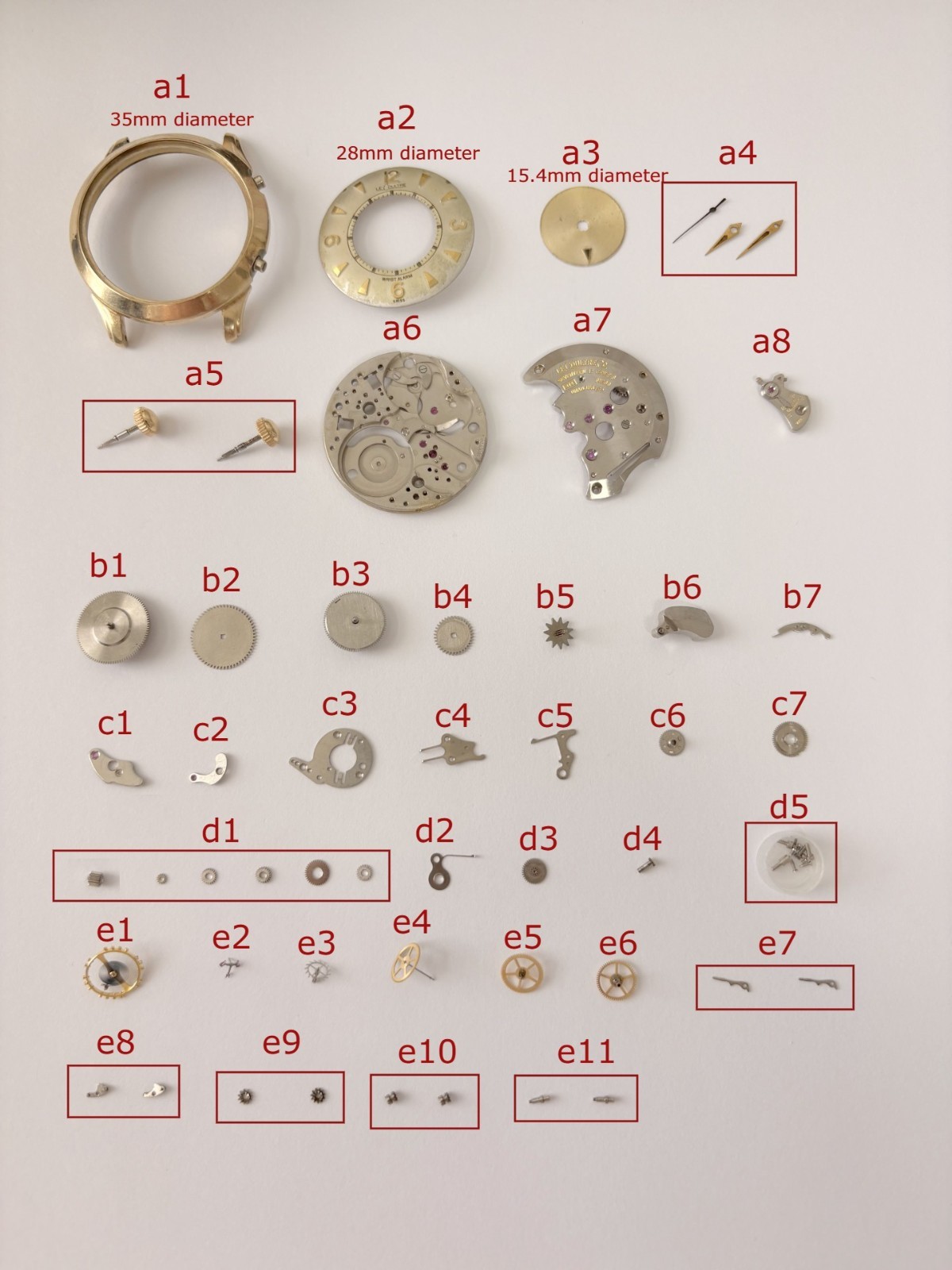 Jaeger LeCoultre Cal 814 Memovox Alarm Movement Part Balance Fork Barrel Wheel 2